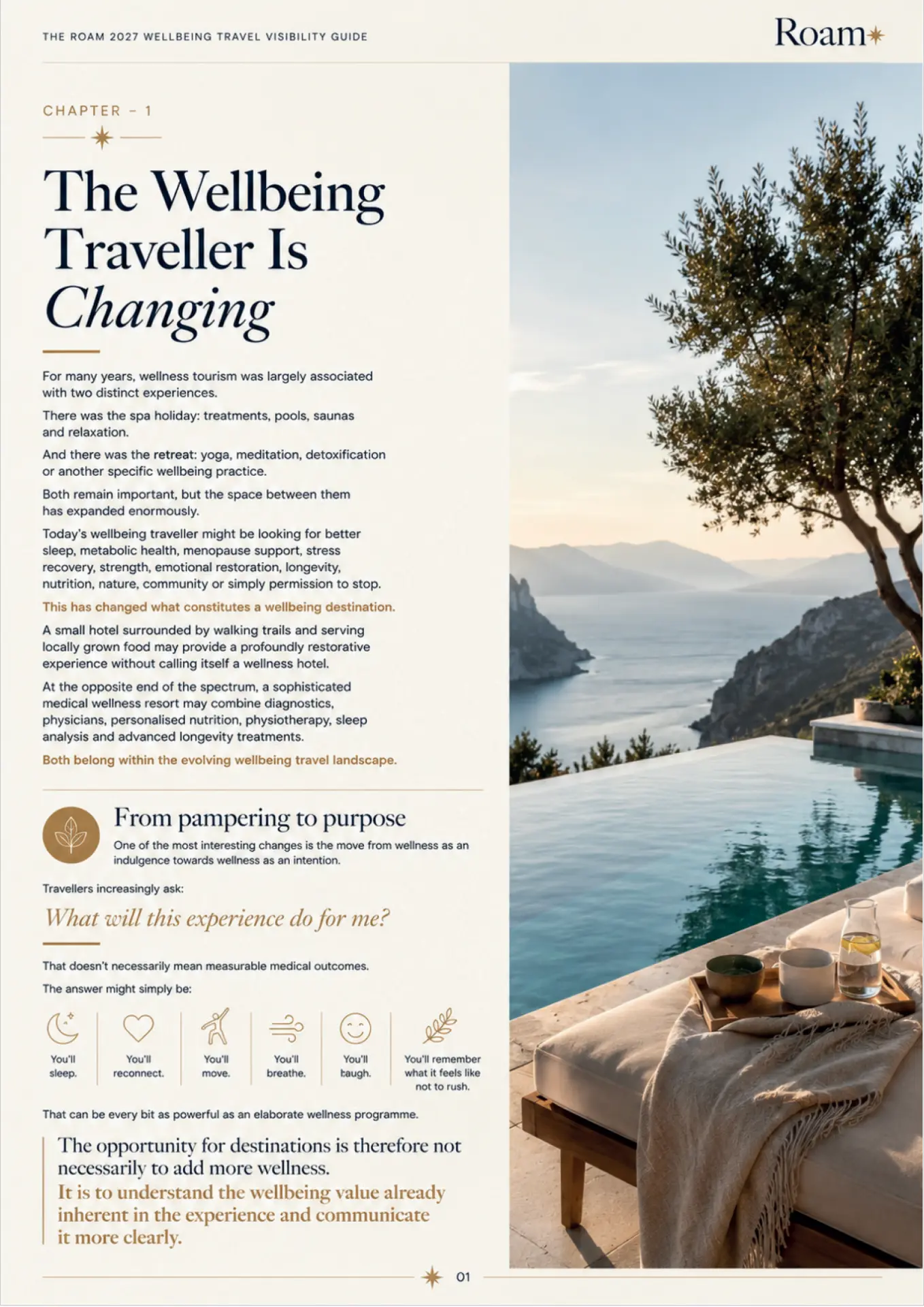 Chapter 1 of The Roam 2027 Wellbeing Travel Visibility Guide — The Wellbeing Traveller Is Changing